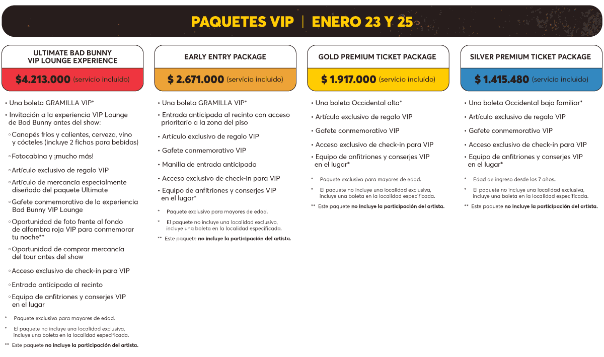 PAQUETES VIP